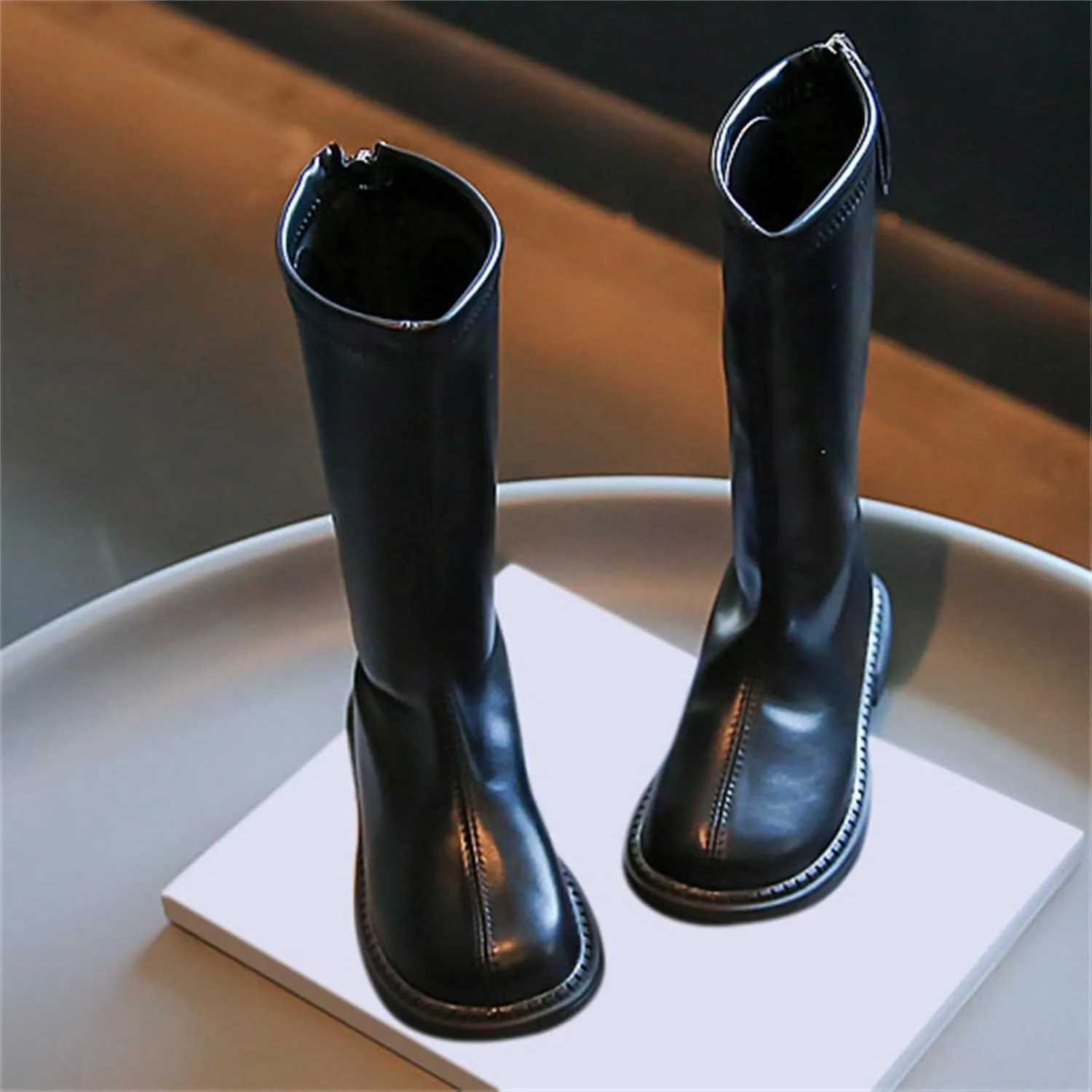 Leather Soft Boots For Girls Kids Childrens Side Zipper Dress Dance Shoes Outdoor Long Non Slip Warm aterproof Shoes