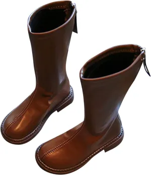 Leather Soft Boots For Girls Kids Childrens Side Zipper Dress Dance Shoes Outdoor Long Non Slip Warm aterproof Shoes