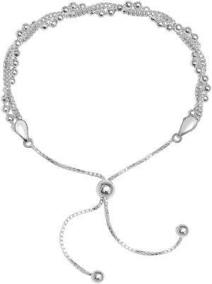 LeCalla 925 Sterling Silver Bracelets for Women | Italian Handmade Adjustable Bolo Link Chain Bracelets | Women's Sliding Bolo Bracelets