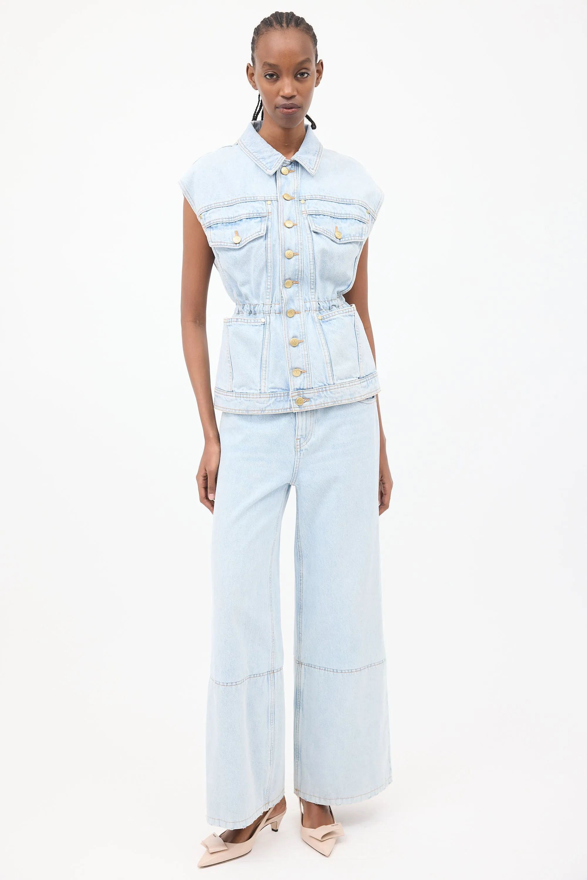 Light Wash Denim Odette Cinched Vest