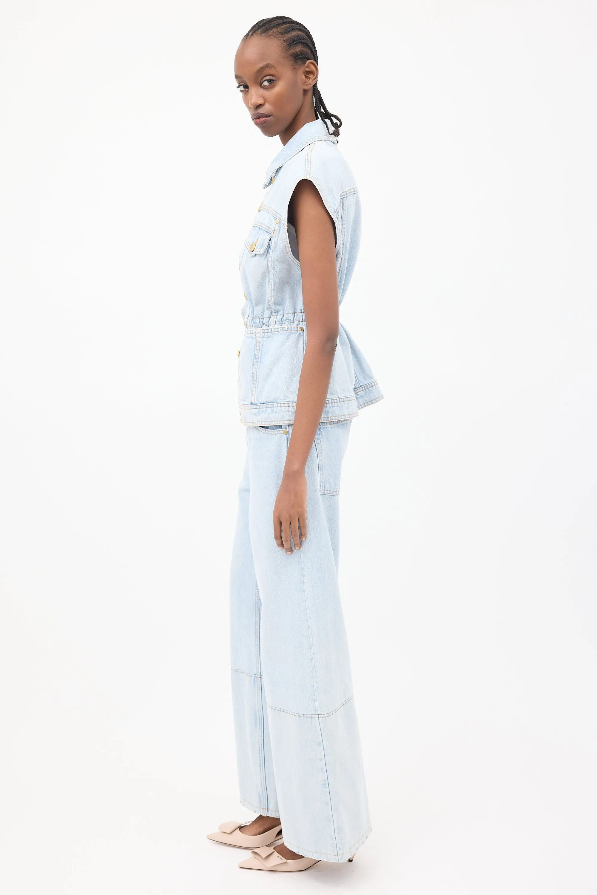 Light Wash Denim Odette Cinched Vest