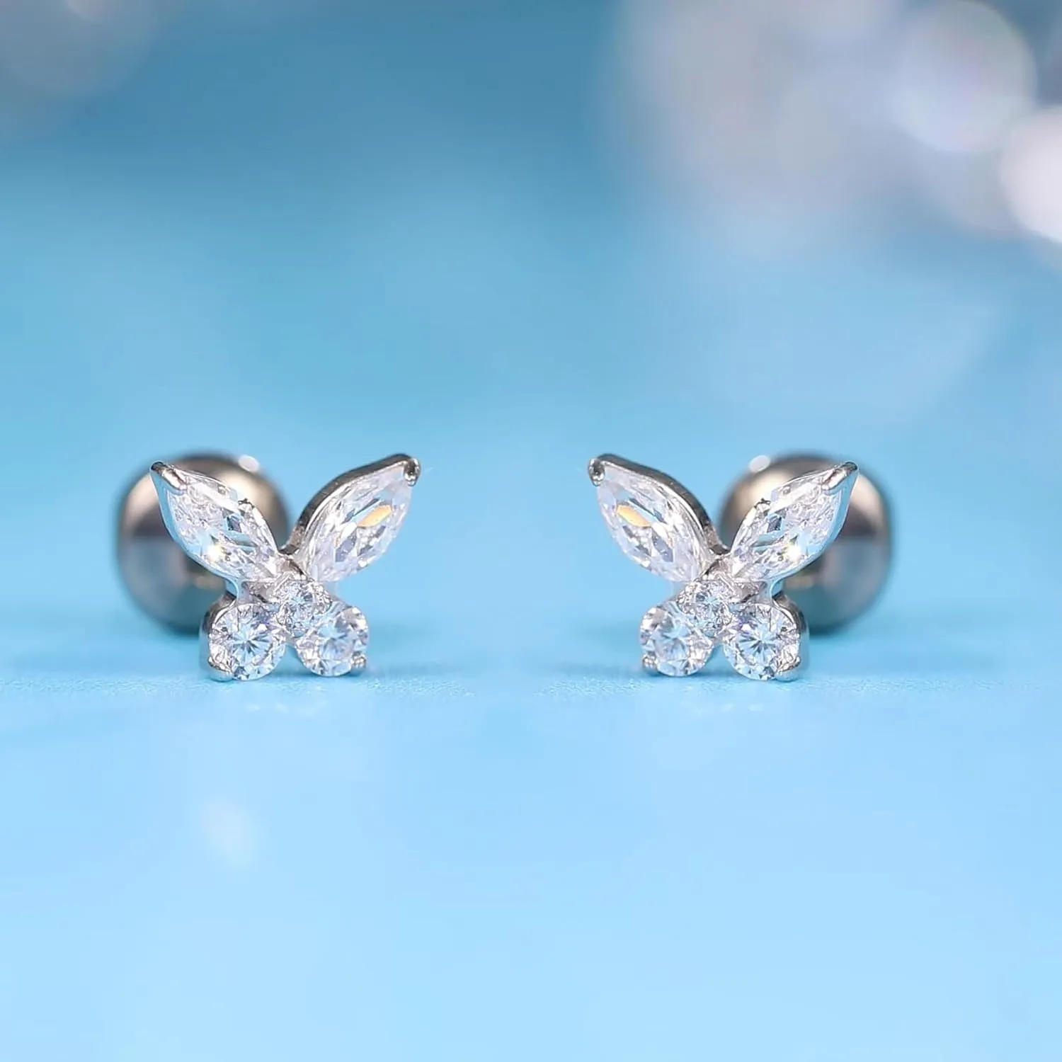 limerencia Hypoallergenic G23 Implant Grade Titanium Screw Back Earrings Tragus 20G Helix F136 Piercing Post for Sensitive Ears Cartilage