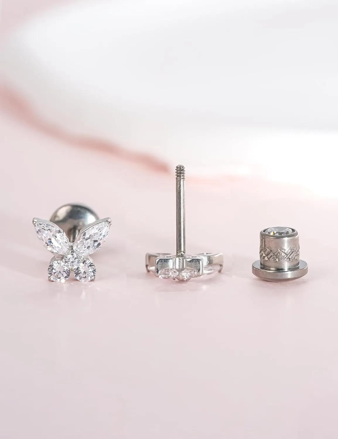 limerencia Hypoallergenic G23 Implant Grade Titanium Screw Back Earrings Tragus 20G Helix F136 Piercing Post for Sensitive Ears Cartilage