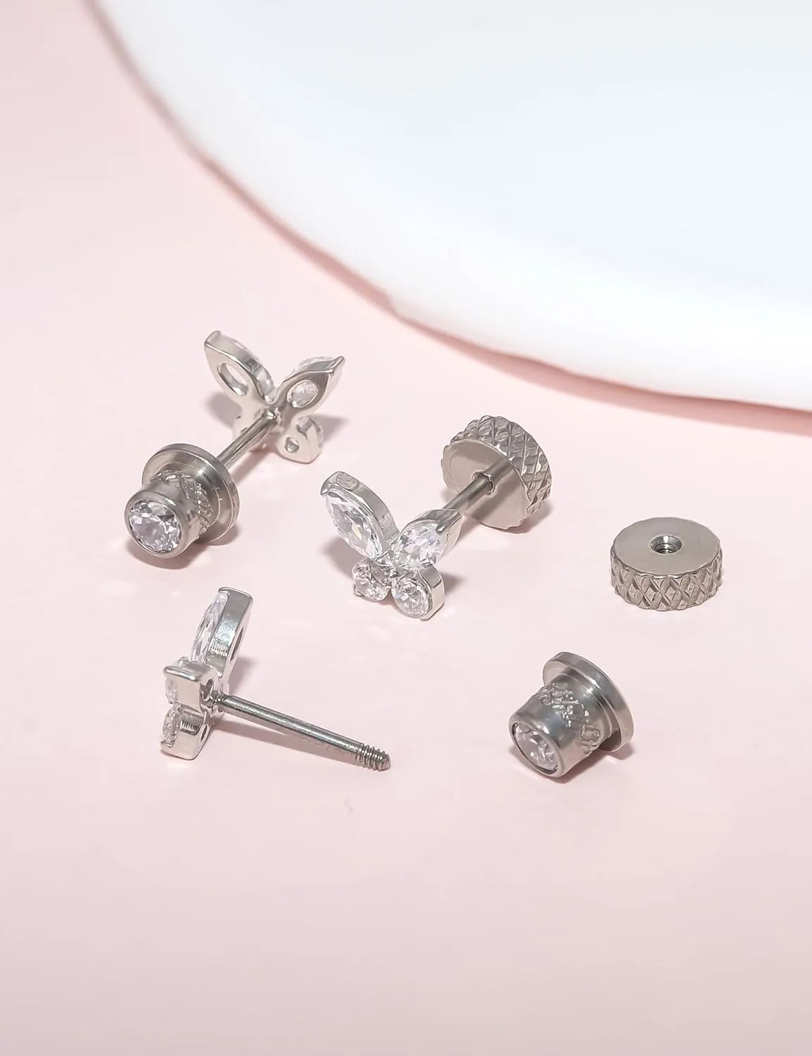limerencia Hypoallergenic G23 Implant Grade Titanium Screw Back Earrings Tragus 20G Helix F136 Piercing Post for Sensitive Ears Cartilage