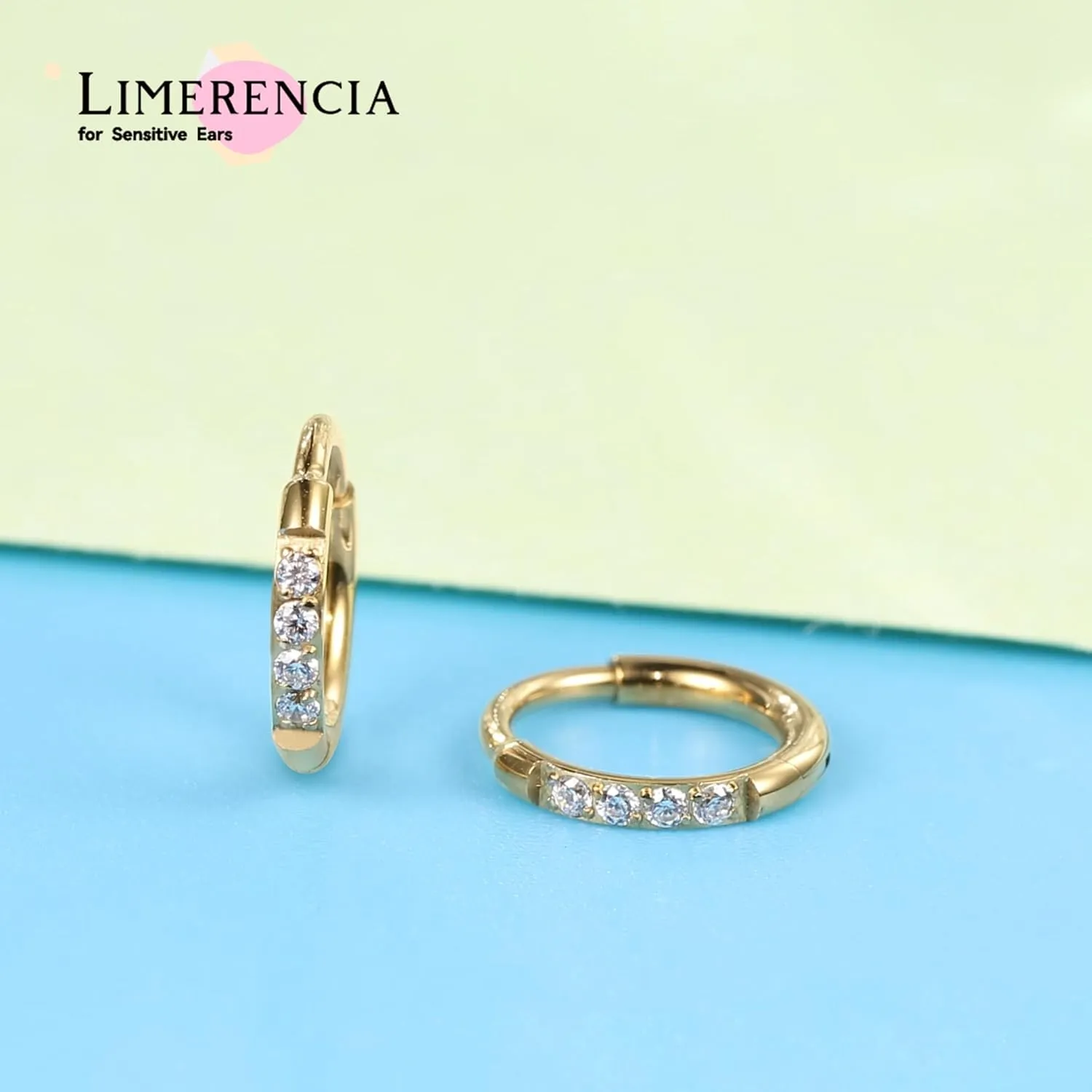 limerencia Small Hoop Earrings for Women, Hypoallergenic Titanium Huggie Hoop Earrings Set G23 Piercings Cartilage Earrings Set for Women Sensitive Ears (White CZ Gold, 6mm)