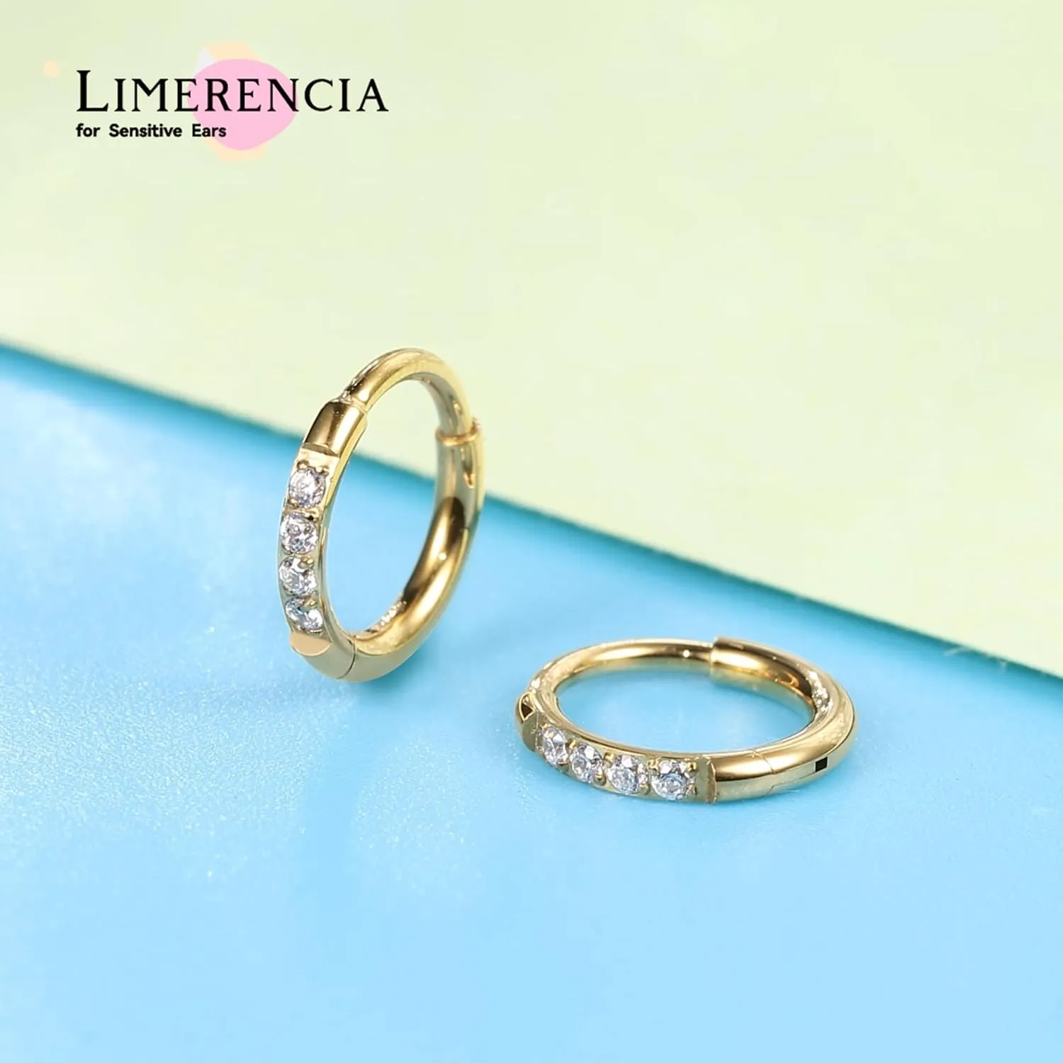 limerencia Small Hoop Earrings for Women, Hypoallergenic Titanium Huggie Hoop Earrings Set G23 Piercings Cartilage Earrings Set for Women Sensitive Ears (White CZ Gold, 6mm)