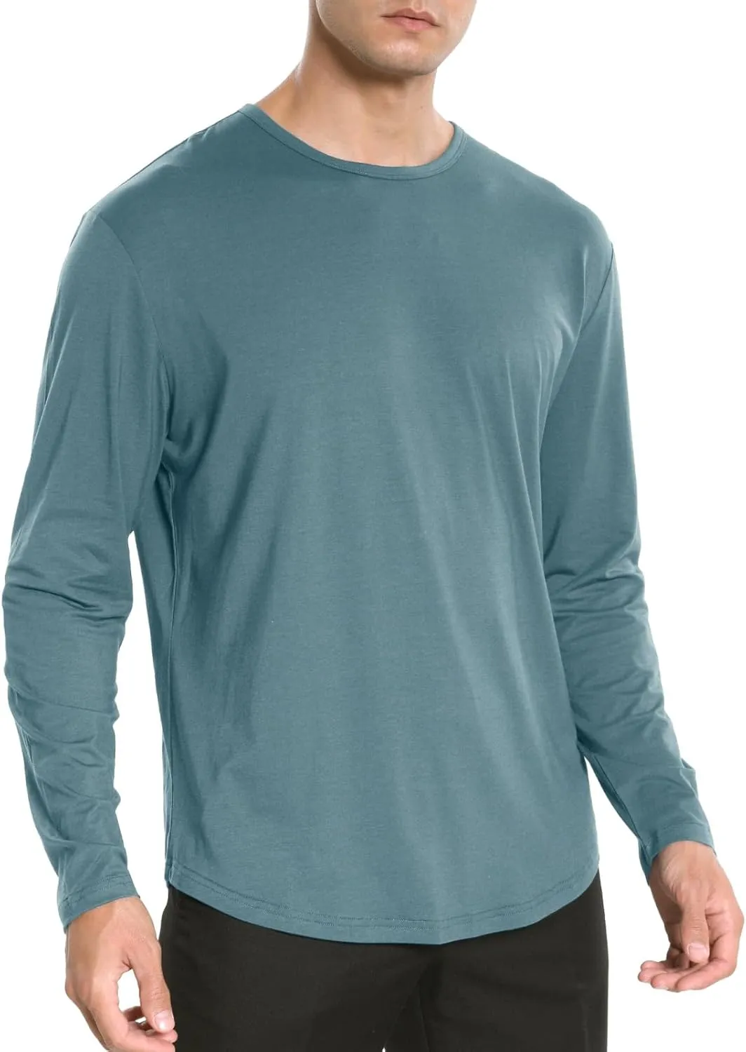 Long Sleeve Shirt for Men Casual Solid Color Plus Size Pullover T-Shirts Lightweight Loose Fit Thin Basic Blouses Tops