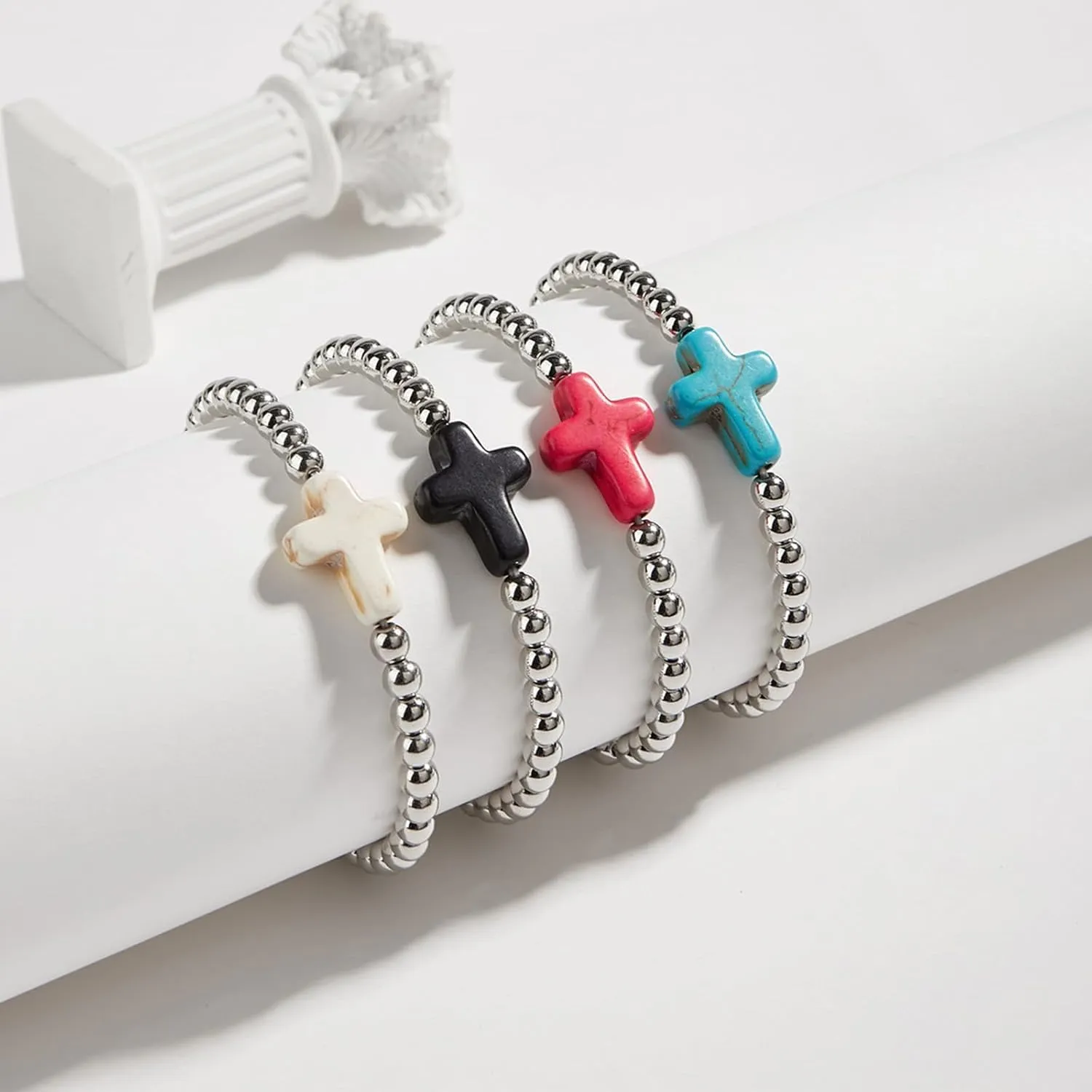 Long tiantian Gold Bracelets for Women Gold Beaded Bracelet Stack for Women Pearl Cross Bracelet for Women Trendy 2025