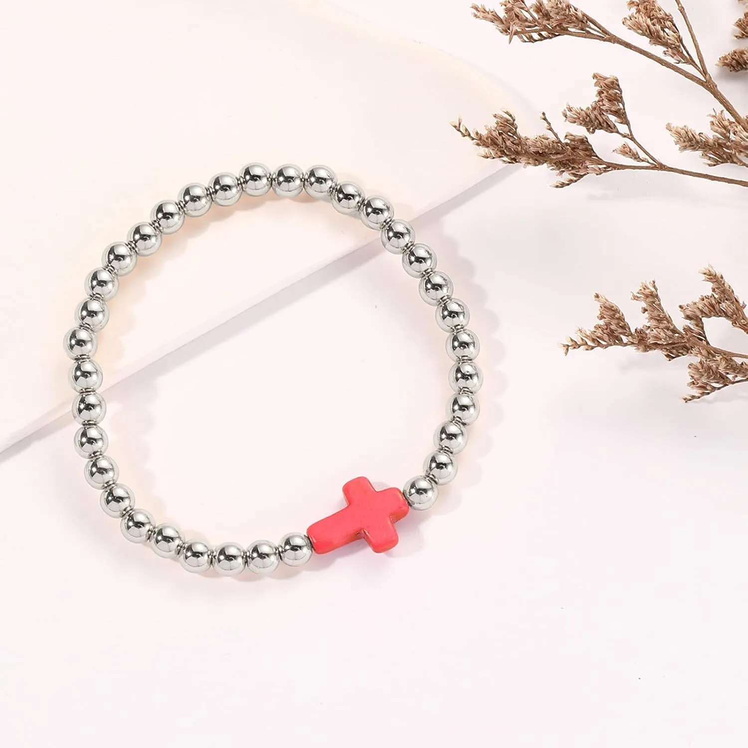 Long tiantian Gold Bracelets for Women Gold Beaded Bracelet Stack for Women Pearl Cross Bracelet for Women Trendy 2025