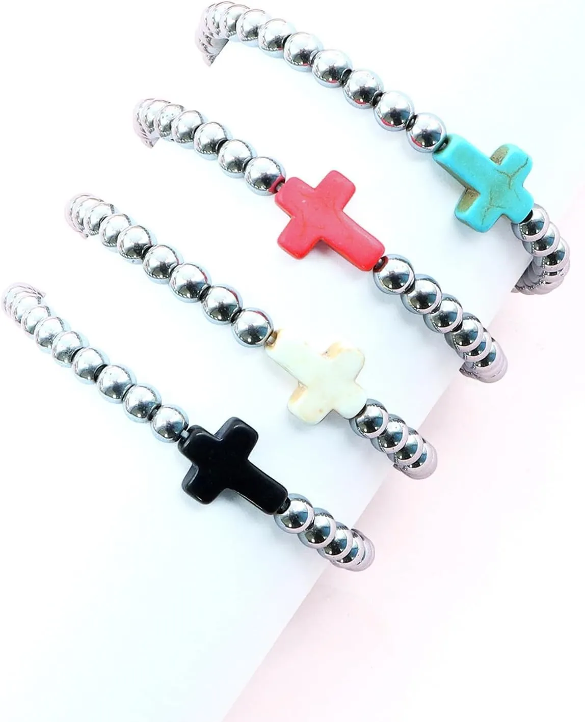 Long tiantian Gold Bracelets for Women Gold Beaded Bracelet Stack for Women Pearl Cross Bracelet for Women Trendy 2025