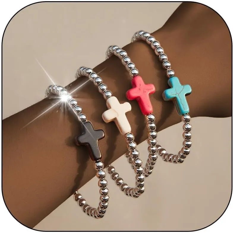 Long tiantian Gold Bracelets for Women Gold Beaded Bracelet Stack for Women Pearl Cross Bracelet for Women Trendy 2025