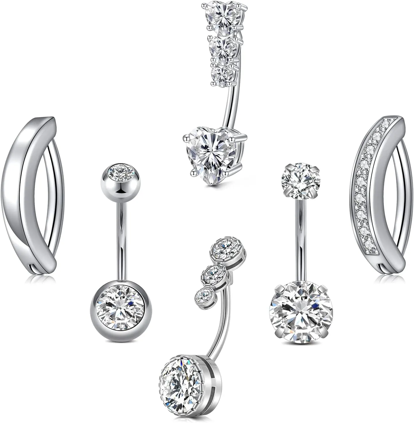 Longita Belly Ring - Surgical Steel & Gold Clicker, Hypoallergenic Navel Ring for Women