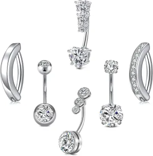 Longita Belly Ring - Surgical Steel & Gold Clicker, Hypoallergenic Navel Ring for Women