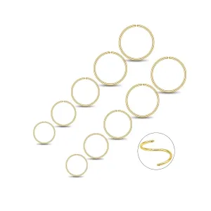 LUCKYJEWUS 5 Pairs Handmade Small 925 Sterling Silver Nose Rings Hoop Earrings Set for Women 18k Gold Hoops Cartilage Tragus Septum Helix Thin Multiple Piercing Jewelry 6mm 7mm 8mm 9mm 10mm