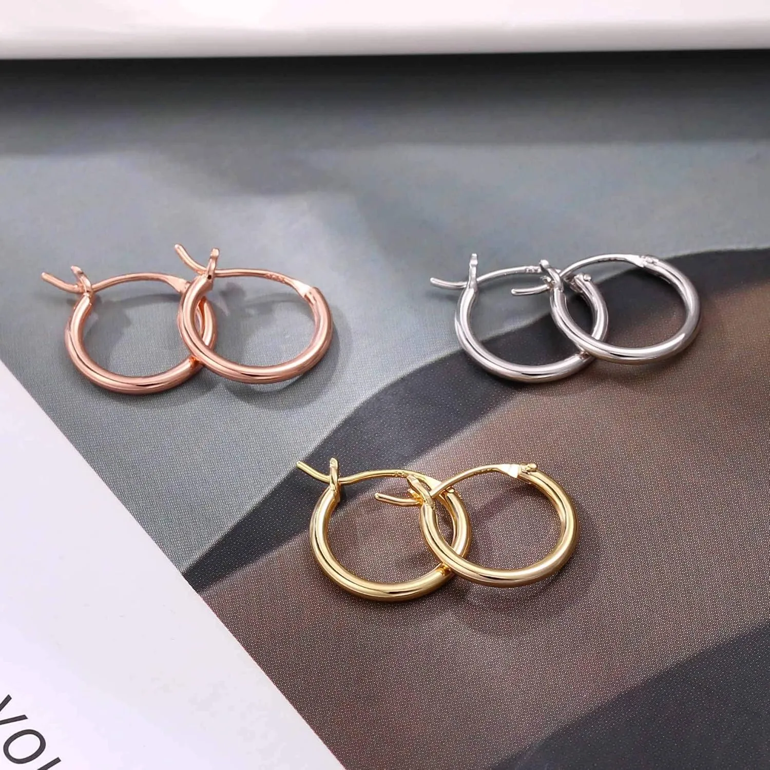 M MOOHAM Gold Hoop Earrings for Women - Hypoallergenic 14K Real Gold 925 Sterling Silver Post Sensitive Ears Nickel Free Hoops Earrings Set for Women Jewelry Lightweight 13-60mm