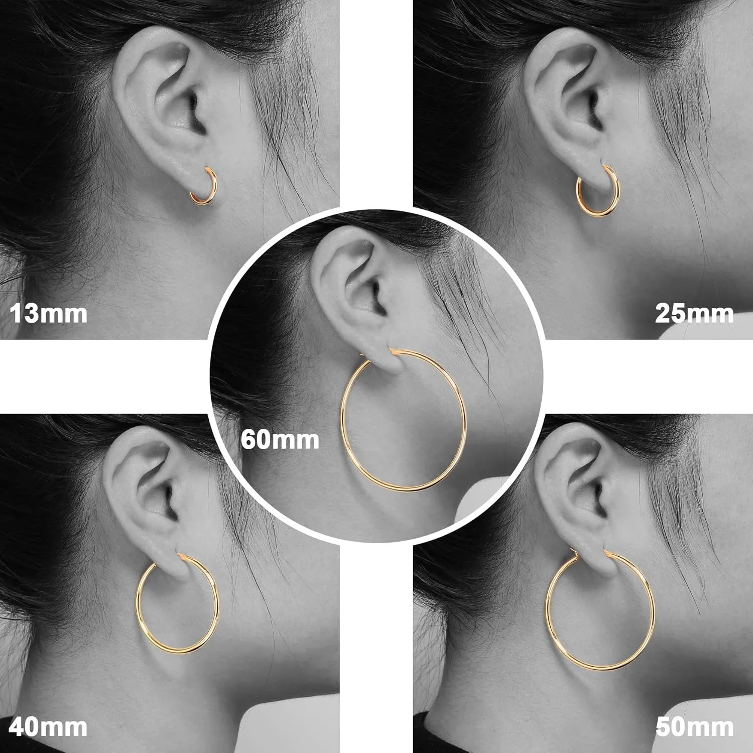 M MOOHAM Gold Hoop Earrings for Women - Hypoallergenic 14K Real Gold 925 Sterling Silver Post Sensitive Ears Nickel Free Hoops Earrings Set for Women Jewelry Lightweight 13-60mm