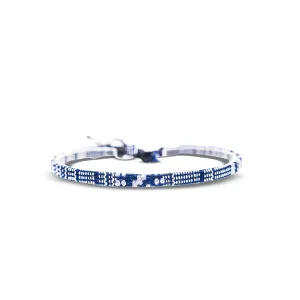 Made by Nami Boho Surfer Bracelets for Men and Women Crafted from Colorful Braided Strings Adjustable and Waterproof Handmade Bracelets for Summer Beach and Ethnic Hippie Style (Blue-White)