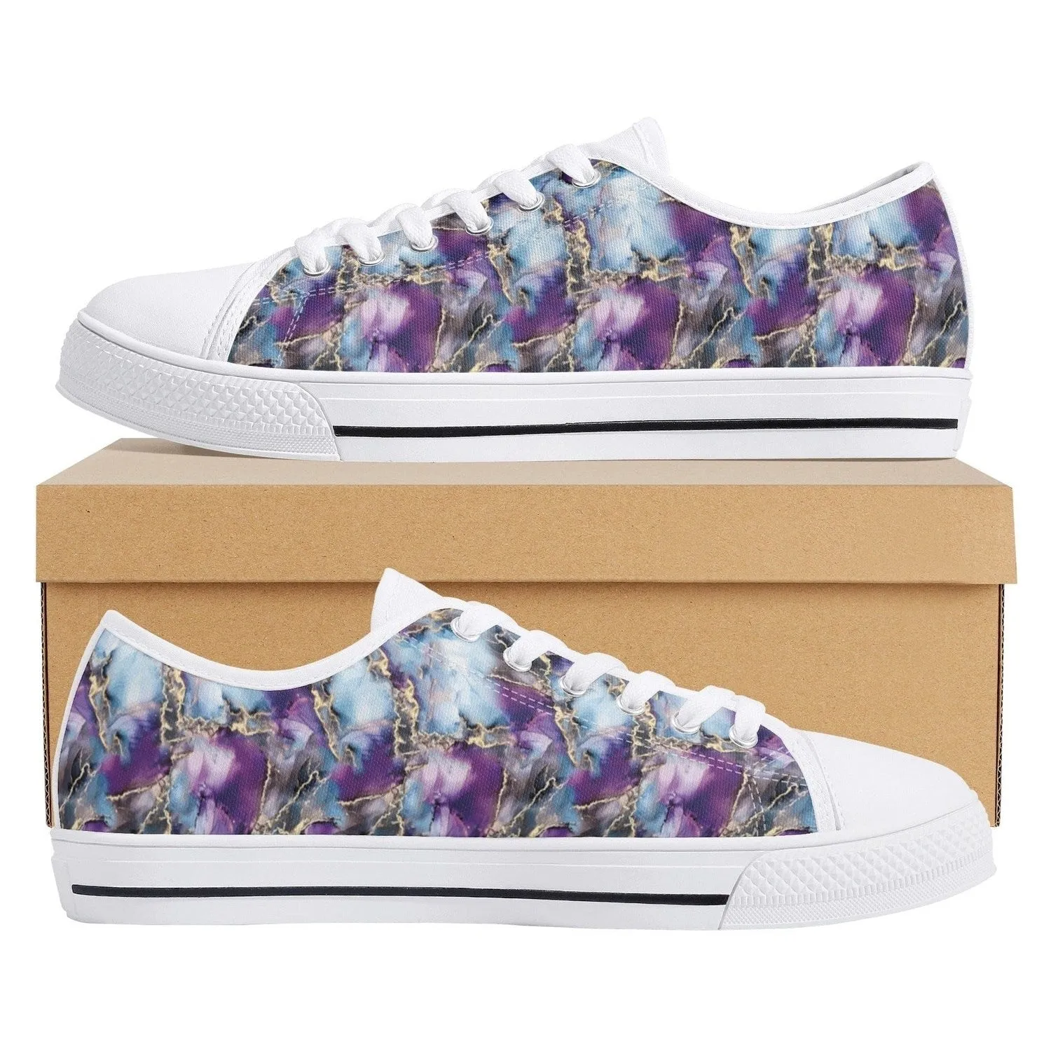 Marbled Womens Low Top Canvas Shoes