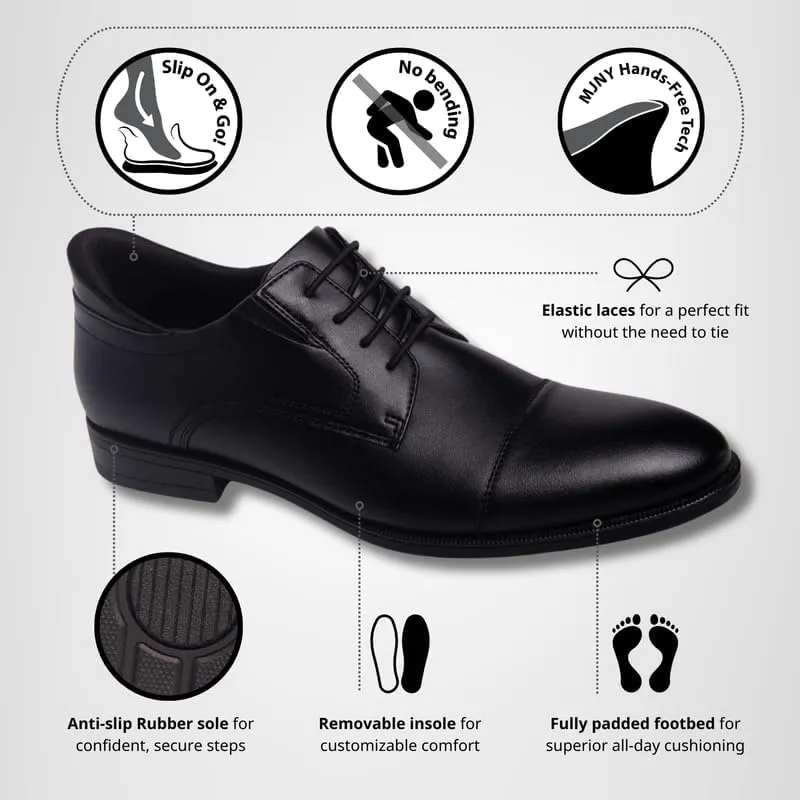 Marc Joseph New York Mens Hands Free Slip On Business Formal Classic Captoe Oxfords Dress Shoes for Men