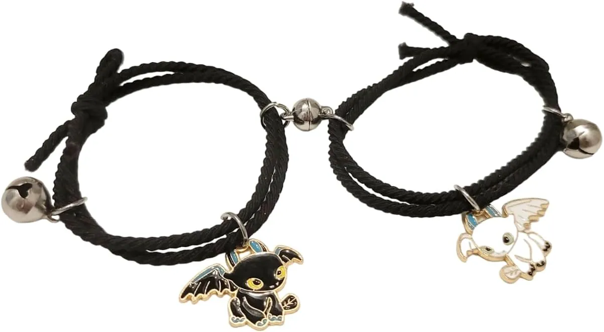 Matching Bracelets for Couples Dragon Charm Magnetic Bracelet Set Lovers Boyfriend Girlfriend Gift