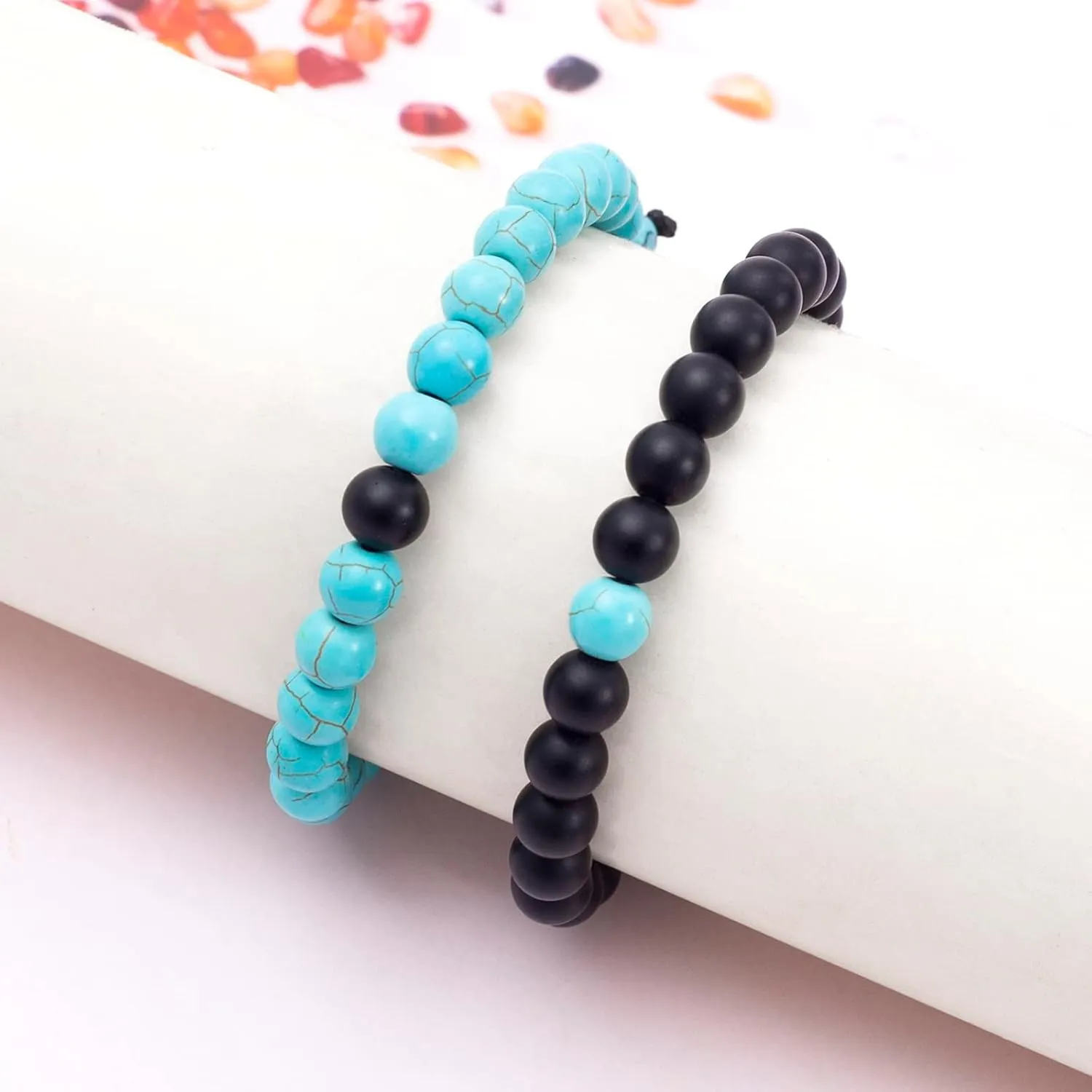 Matching Couples Bracelets, Natural Gemstone Bracelets His and Her Matching Bracelets for Couples, Gifts for Boyfriend and Girlfriend