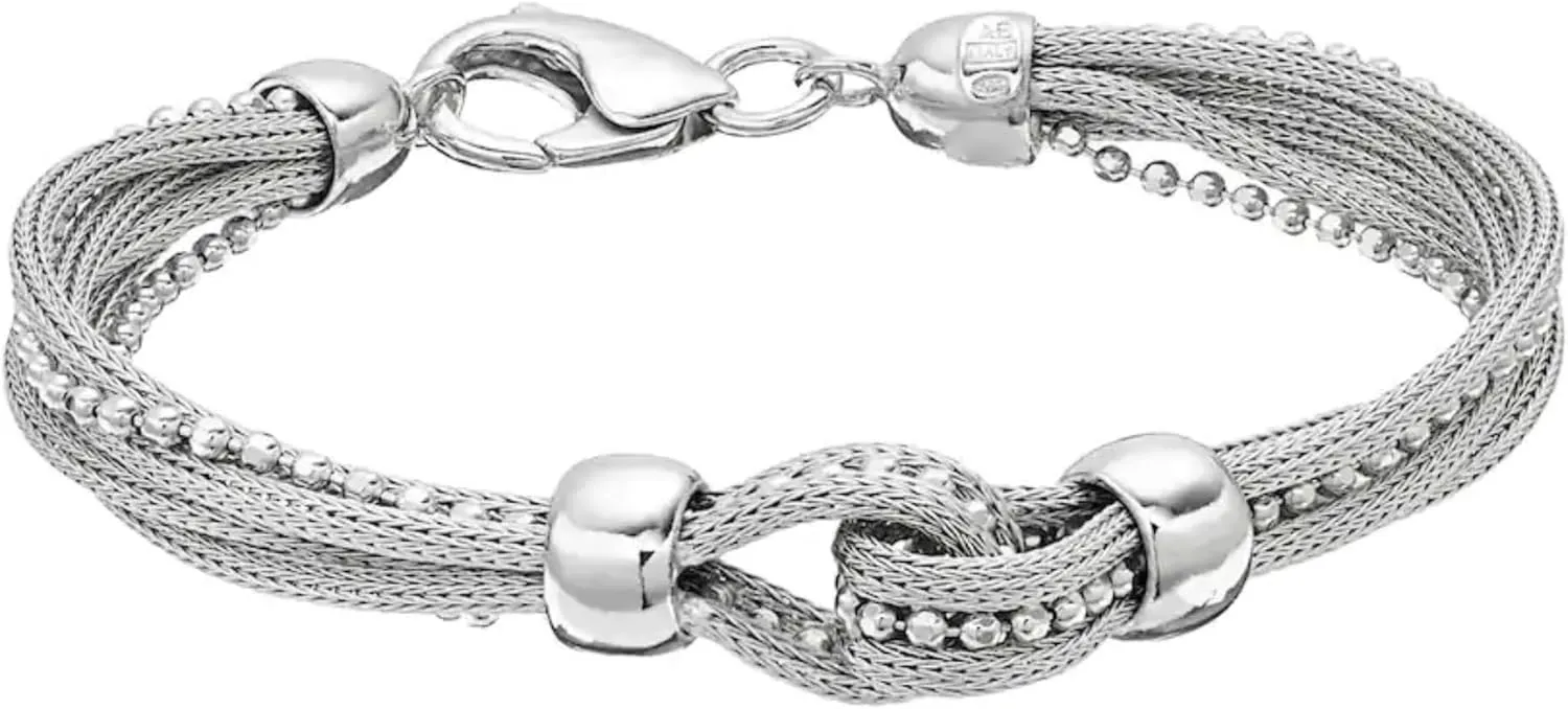 MAX   STONE 925 Sterling Silver Bracelets for Women | 7.5 Inch Pure Silver Mesh Bracelet | Hypoallergenic Anti Tarnishing Solid Silver Bracelets
