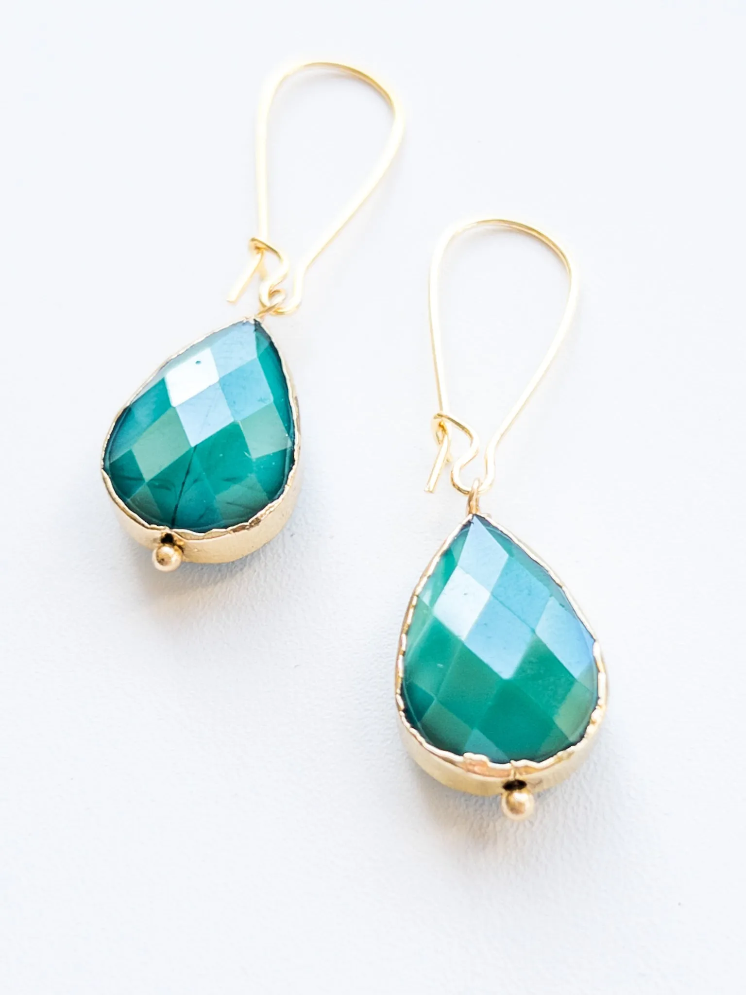 May Handmade Teardrop Earrings- Emerald Green