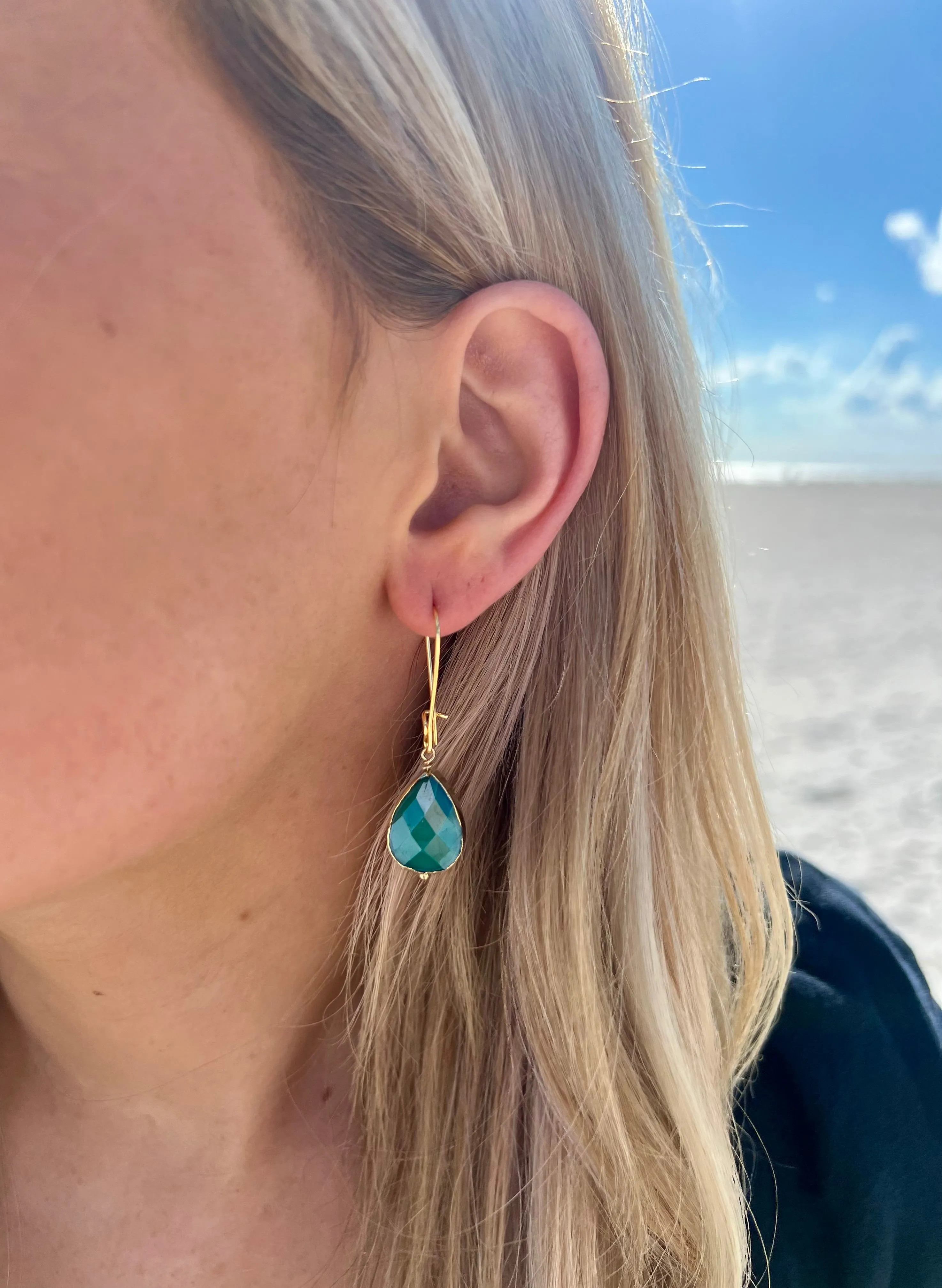 May Handmade Teardrop Earrings- Emerald Green