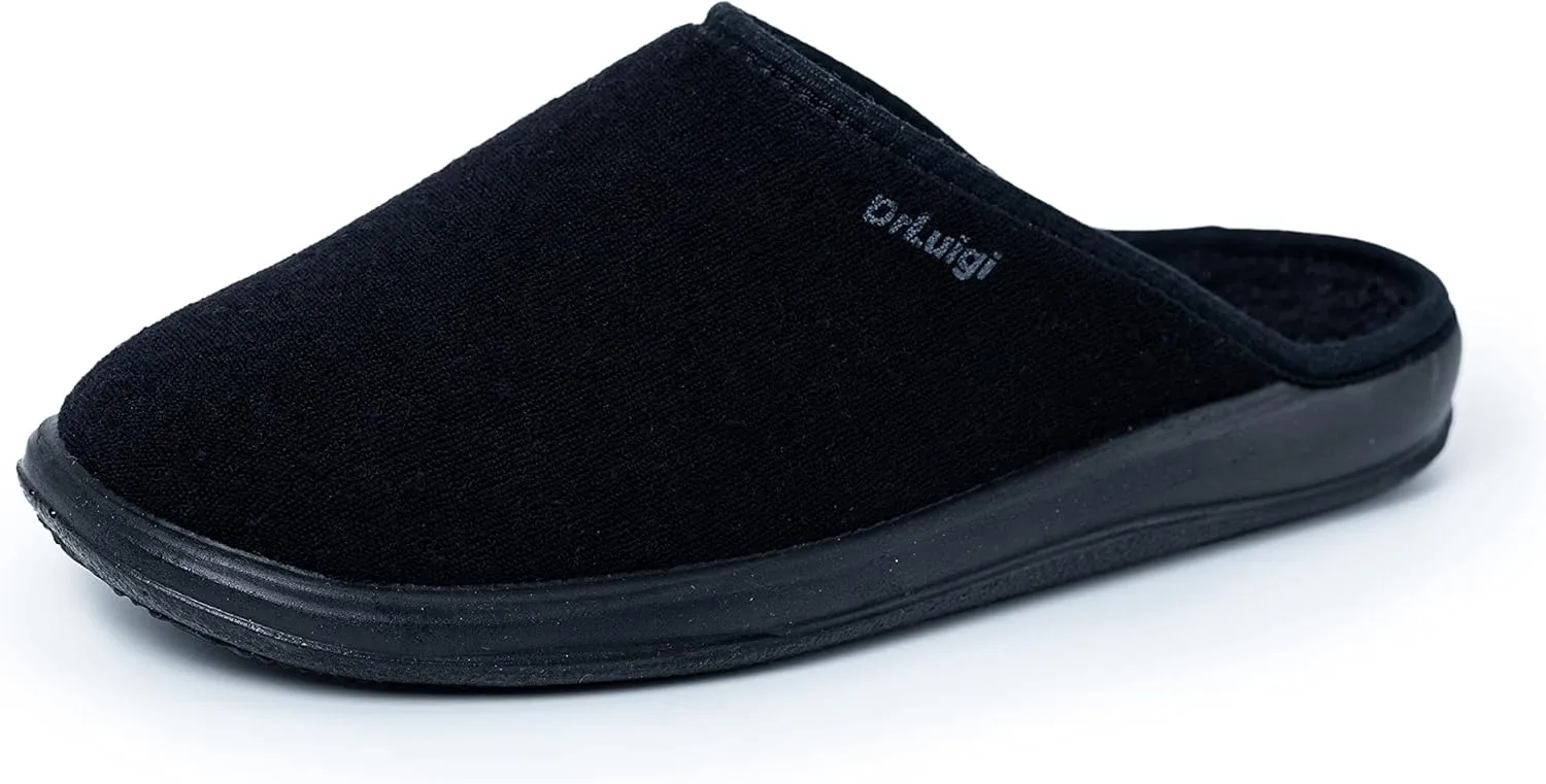Medical Slippers for Men - Memory Foam Shoes Indoor Outdoor Italian Cotton - Made in EU - Relieves Pressure, Improves Peripheral Blood Circulation