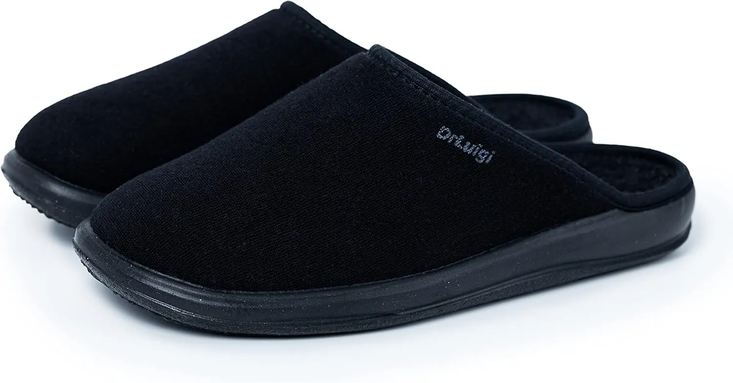 Medical Slippers for Men - Memory Foam Shoes Indoor Outdoor Italian Cotton - Made in EU - Relieves Pressure, Improves Peripheral Blood Circulation