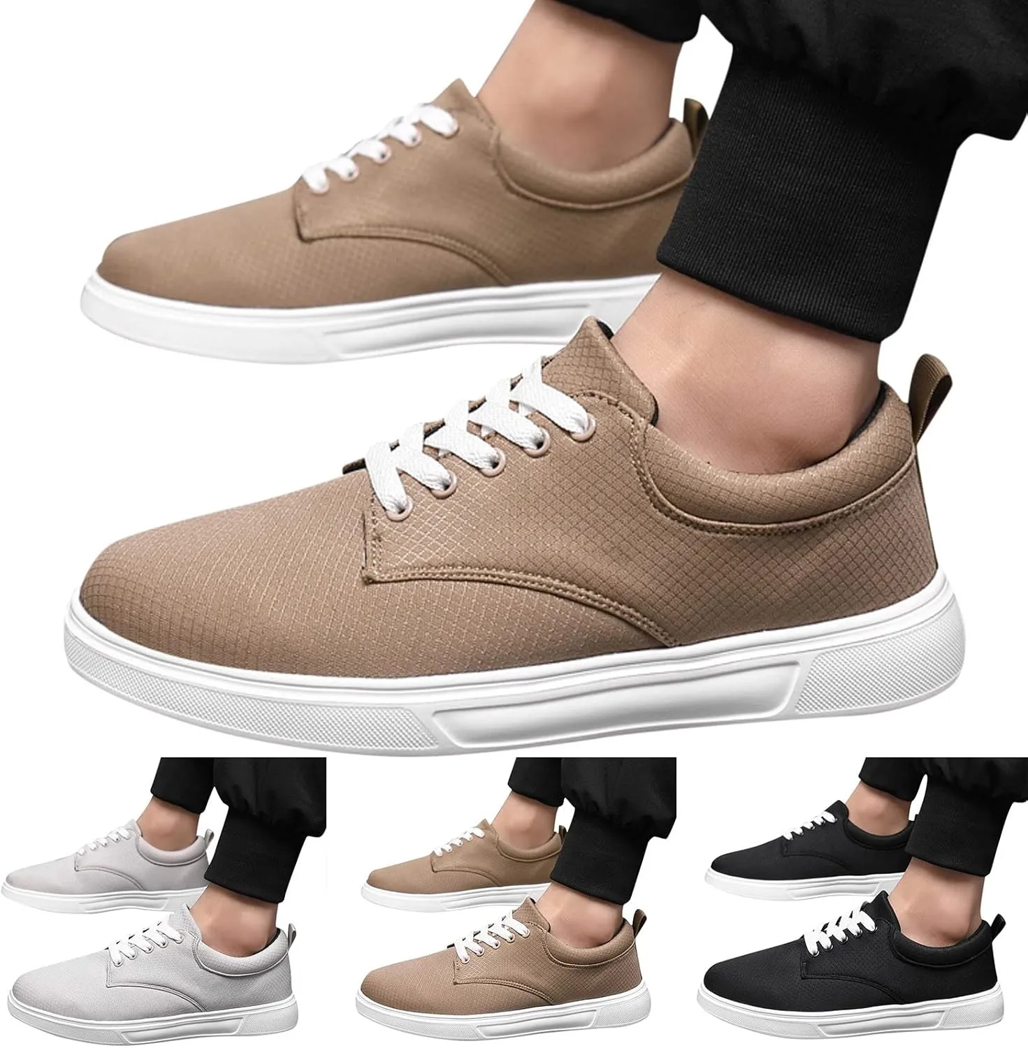 Men Casual Shoes Fashionable and Simple Solid Color Thick Bottomed Flat Bottomed Comfortable Canvas Dress Down Shoes Men