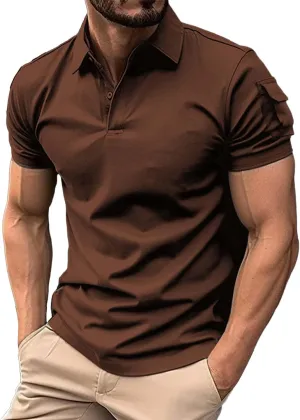 Men Polo Shirts 2024 and Summer Casual Short Sleeved Buttons Lapel Solid Color Short Sleeved T Shirt Tops Golf Mens