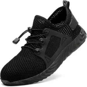 Men's Breathable Mesh Steel Toe Shoes,Lightweight Soft Sole Comfortable Safety Shoes Dock Warehouse Construction Industry Work Shoes,Casual Fashion Non-Slip Sneakers