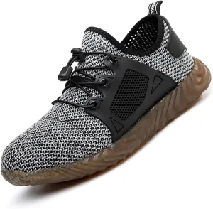 Men's Breathable Mesh Steel Toe Shoes,Lightweight Soft Sole Comfortable Safety Shoes Dock Warehouse Construction Industry Work Shoes,Casual Fashion Non-Slip Sneakers