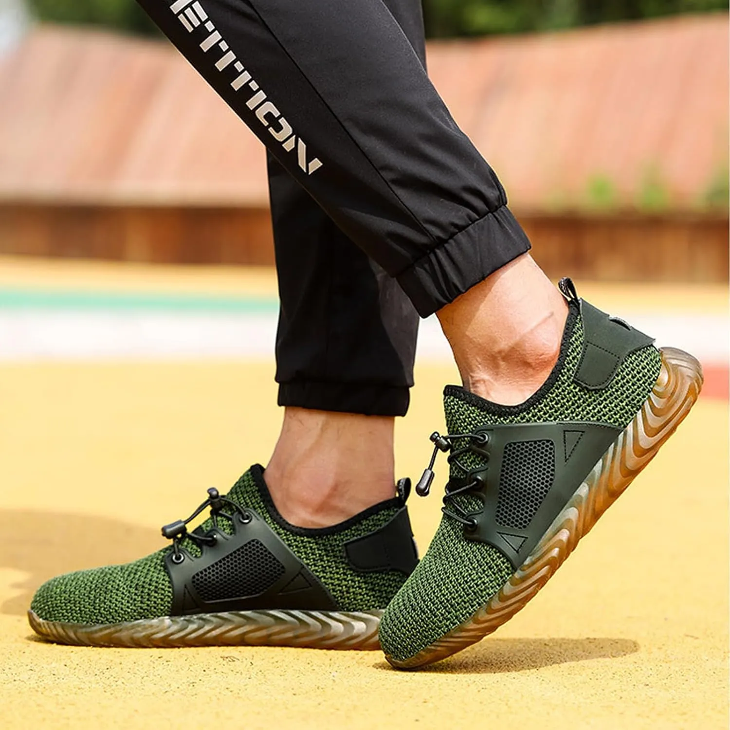 Men's Breathable Mesh Steel Toe Shoes,Lightweight Soft Sole Comfortable Safety Shoes Dock Warehouse Construction Industry Work Shoes,Casual Fashion Non-Slip Sneakers