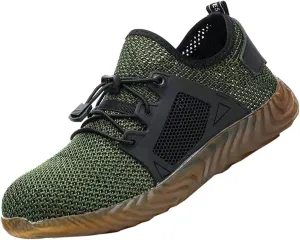 Men's Breathable Mesh Steel Toe Shoes,Lightweight Soft Sole Comfortable Safety Shoes Dock Warehouse Construction Industry Work Shoes,Casual Fashion Non-Slip Sneakers
