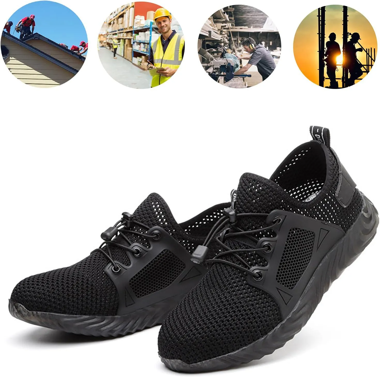 Men's Breathable Mesh Steel Toe Shoes,Lightweight Soft Sole Comfortable Safety Shoes Dock Warehouse Construction Industry Work Shoes,Casual Fashion Non-Slip Sneakers
