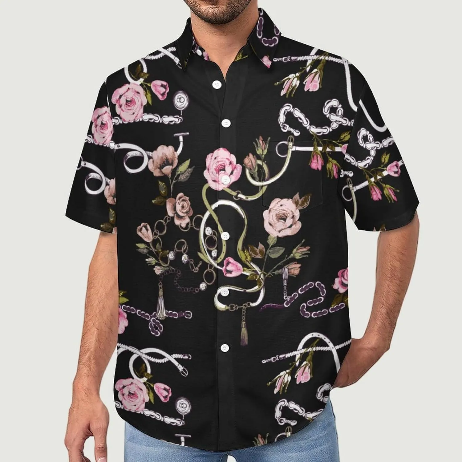 Men's Button Down Shirts Cute and Funny Cucumber Short Sleeve Casual Shirts Summer Beach Shirts with Pocket