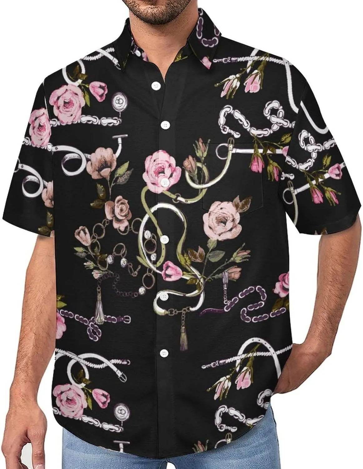 Men's Button Down Shirts Cute and Funny Cucumber Short Sleeve Casual Shirts Summer Beach Shirts with Pocket