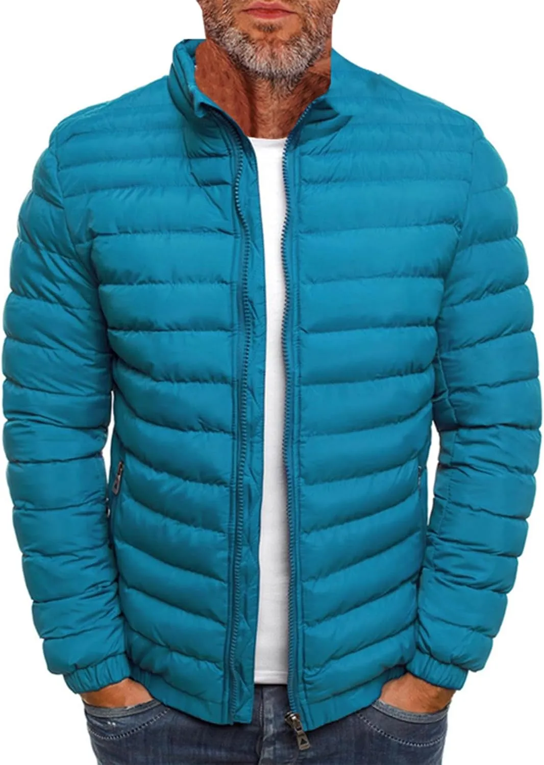 Men's Down Winter Coat Jacket Casual Windproof Zip Up Windbreaker Jackets Warm Padded Coats Big and Jackets, M-2XL