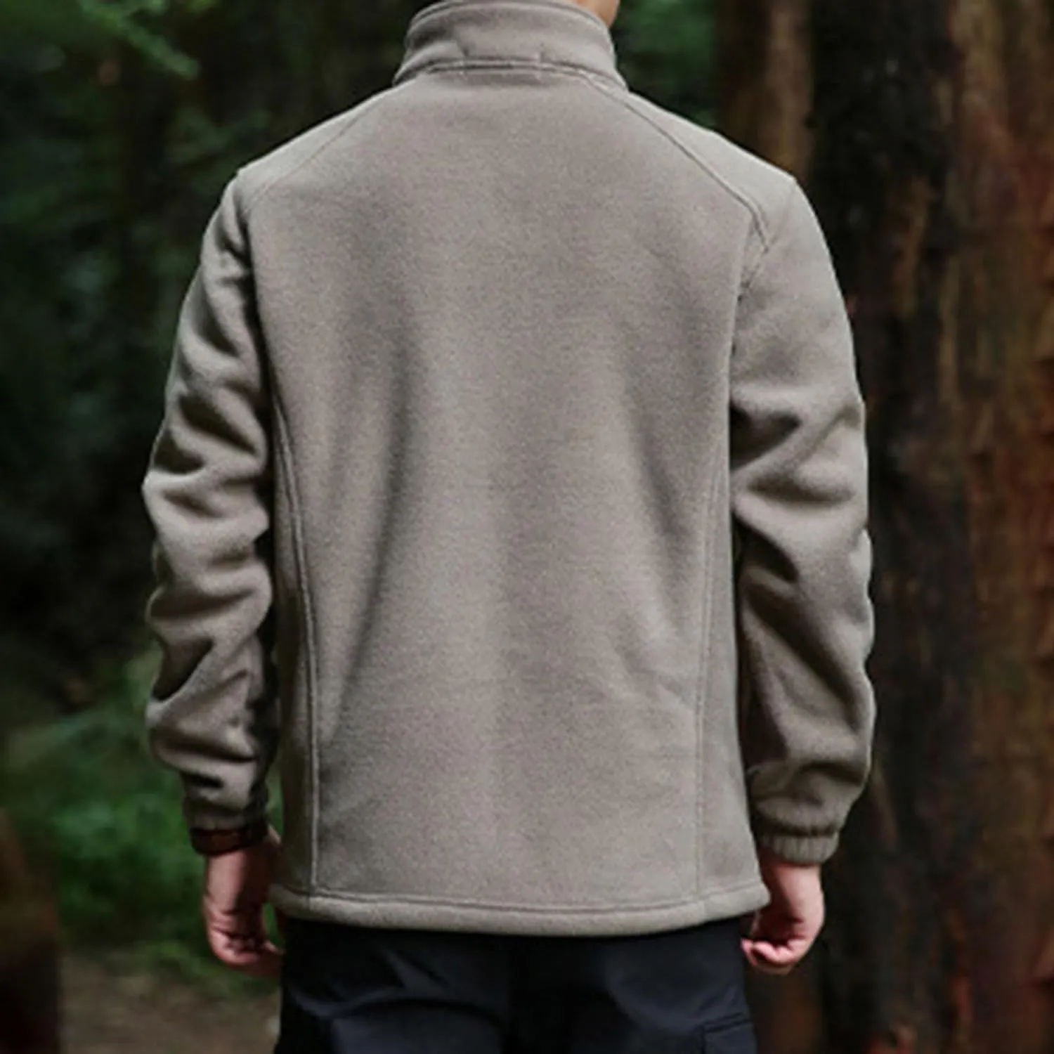 Men's Full-Zip Fleece Tactical Jackets Mock Neck Sweatshirt Softshell Windbreaker Outdoor Coats with Zip Pockets