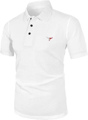 Men's Golf Polo Shirts Crewneck Moisture Wicking Slim Fit Soft Work Summer Shirts