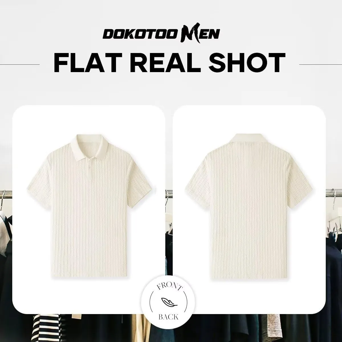 Mens Knit Polo Shirts Short Sleeve Button Down Texture Polo T Shirts Casual Golf Polo Collared Shirts