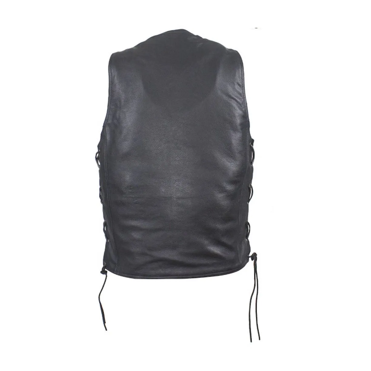 Mens Leather Motorcycle Club Vest With Concealed Carry On Both Sides