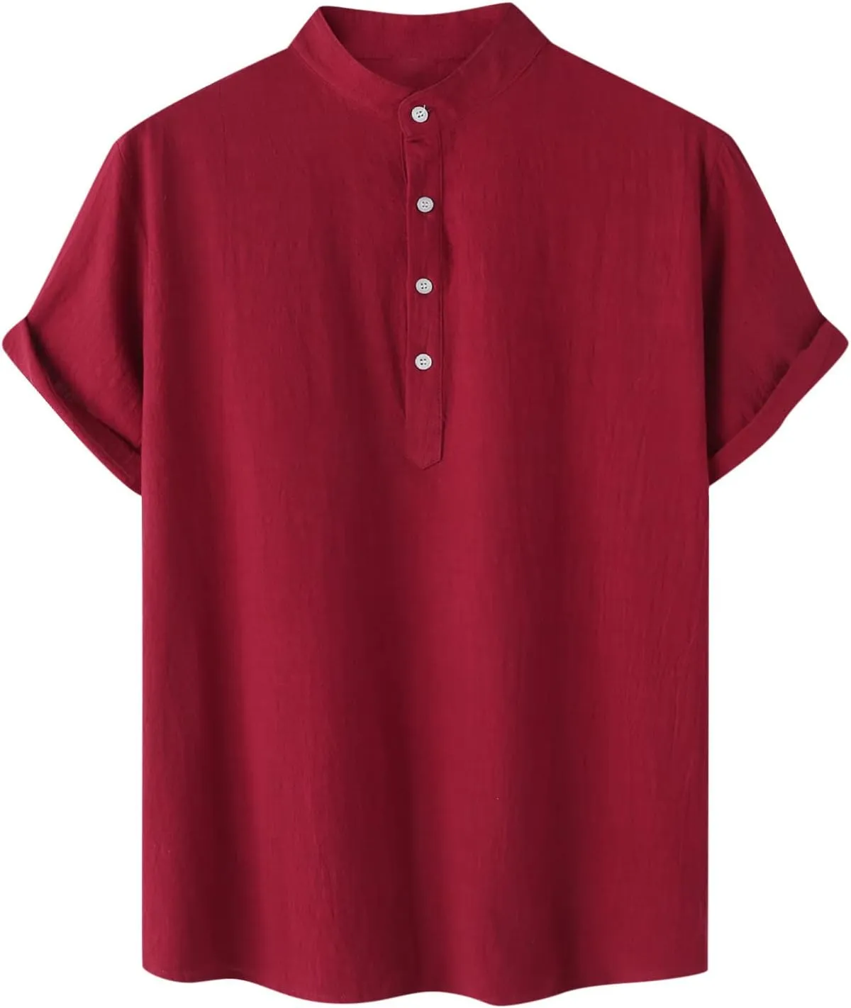 Mens Linen Shirt Slim Fit Cap Sleeve Button Henley Casual Shirts Top Solid Color Fashion Summer Vacation Tees 2025
