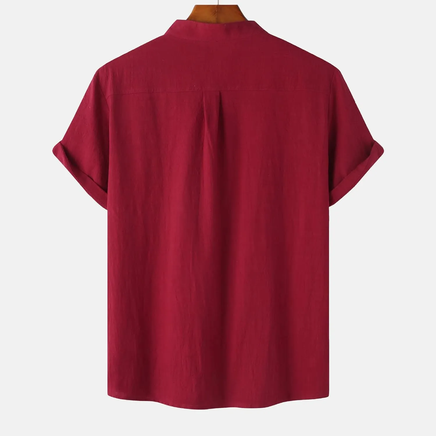 Mens Linen Shirt Slim Fit Cap Sleeve Button Henley Casual Shirts Top Solid Color Fashion Summer Vacation Tees 2025