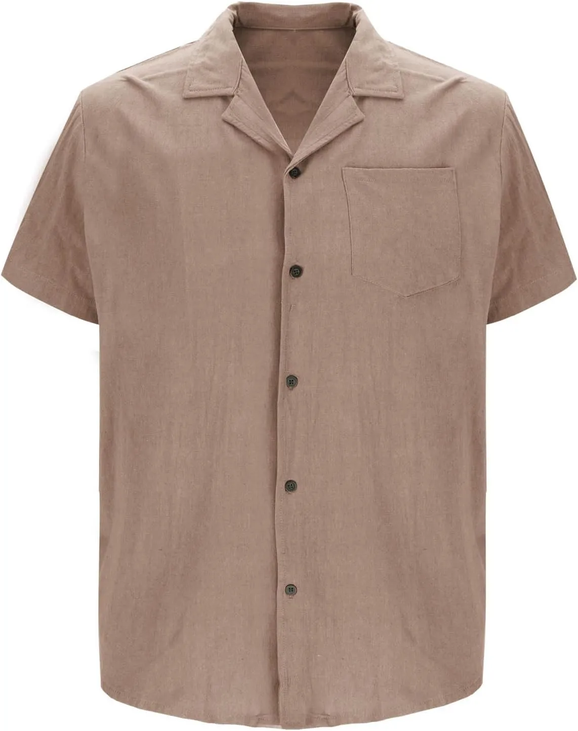 Men's Linen Shirts Short Sleeve Casual Shirts Solid Button Down Shirts Vacation Beach Summer Tops with Pocket