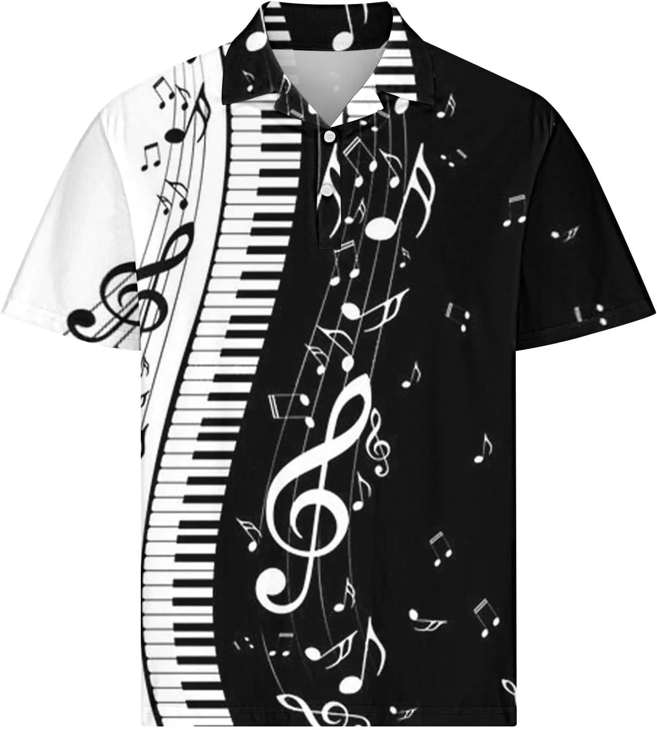 Men's Musical Notes 3D Print T Shirts Casual Slim Fit Short Sleeve Golf Polo Shirts Music Gifts for Adult, Large