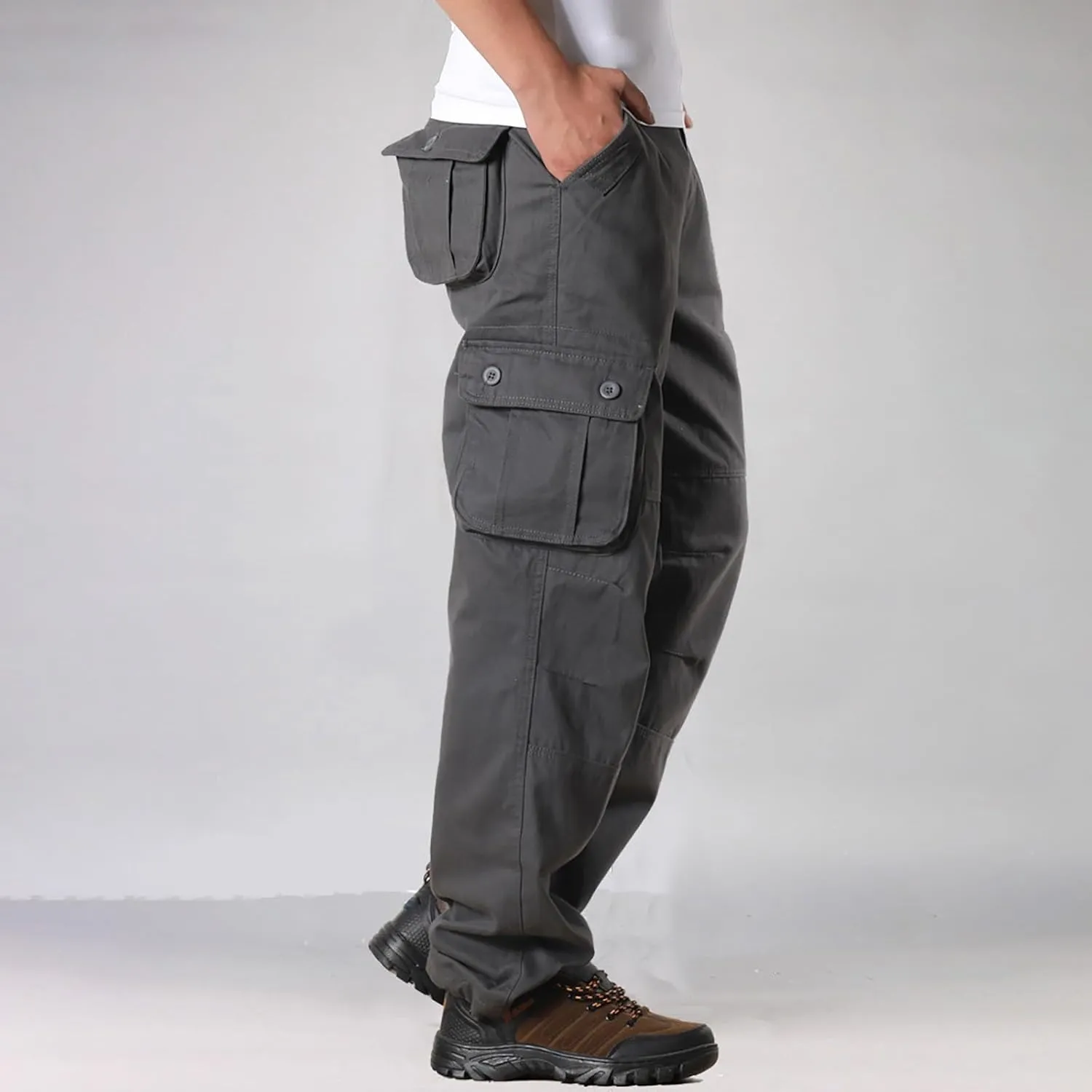Mens Pants Cargo Drawstring Chino Cargo Pants Lightweight Hiking Pants Outdoor Twill Track Jogging Sweatpants Pants