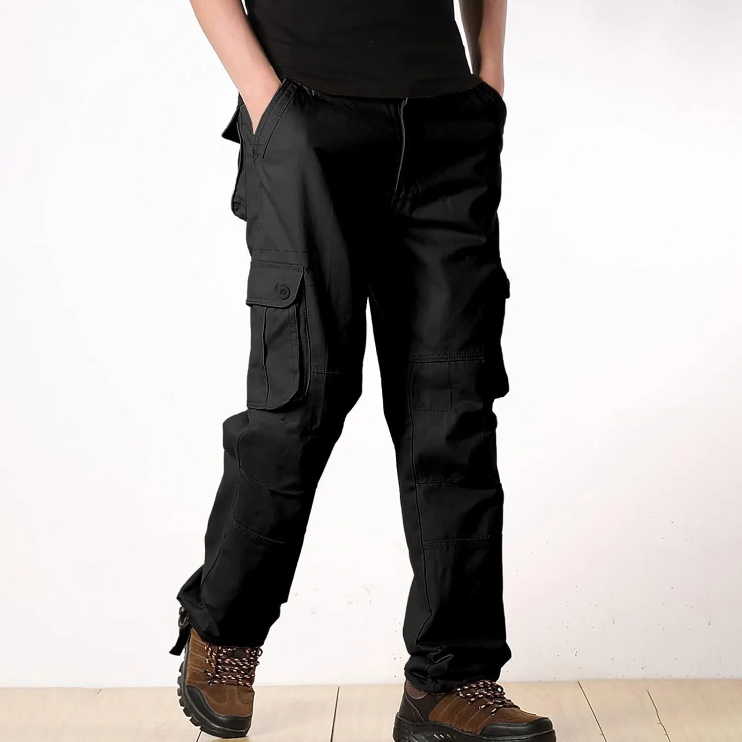 Mens Pants Cargo Drawstring Chino Cargo Pants Lightweight Hiking Pants Outdoor Twill Track Jogging Sweatpants Pants
